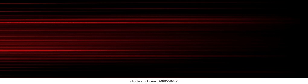 Abstrakter roter Laserstrahl. Auf schwarzem Hintergrund. Vektorillustration. Lichteffekt. Richtungsstrahler.