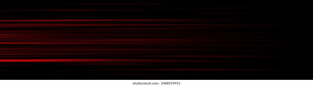 Abstract red laser beam. On a black background. Vector illustration. lighting effect. directional spotlight.