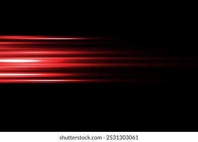 Feixe de laser vermelho abstrato. Em um fundo preto. Ilustração vetorial. efeito de iluminação. luz de spot direcional.