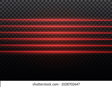 Abstract red laser beam. Transparent isolated on black background. Vector illustration.the lighting effect.floodlight directional