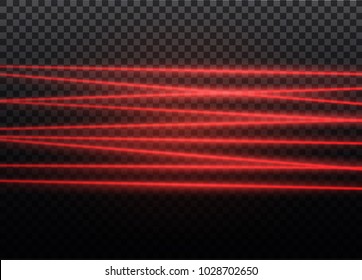 Abstract red laser beam. Transparent isolated on black background. Vector illustration.the lighting effect.floodlight directional