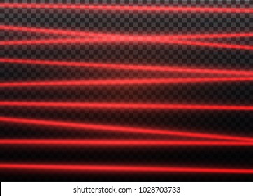 Abstract red laser beam. Transparent isolated on black background. Vector illustration.the lighting effect.floodlight directional