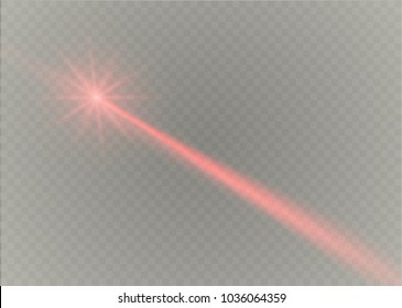 Abstract red laser beam. Transparent isolated on black background. Vector illustration.the lighting effect.floodlight directional