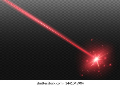 Abstract red laser beam. Transparent isolated on black background. Vector illustration.the lighting effect.floodlight directional