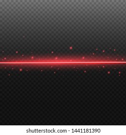 Abstract red laser beam. Transparent isolated on black background. Vector illustration.the lighting effect.floodlight directional