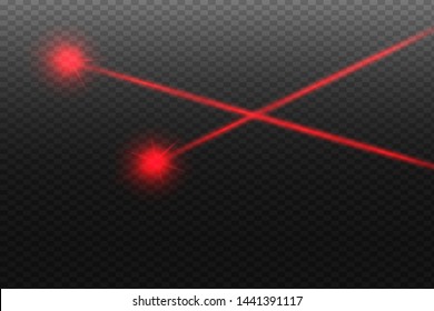Abstract red laser beam. Transparent isolated on black background. Vector illustration.the lighting effect.floodlight directional 