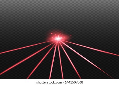 Abstract red laser beam. Transparent isolated on black background. Vector illustration.the lighting effect.floodlight directional
