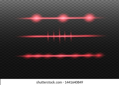 Abstract red laser beam. Transparent isolated on black background. Vector illustration.the lighting effect.floodlight directional