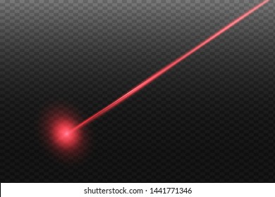 Abstract red laser beam. Transparent isolated on black background. Vector illustration.the lighting effect.floodlight directional