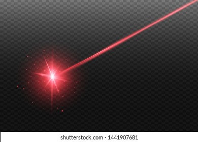Abstract red laser beam. Transparent isolated on black background. Vector illustration.the lighting effect.floodlight directional