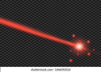 Abstract red laser beam. Transparent isolated on black background. Vector illustration.the lighting effect.floodlight directional