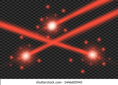 Abstract red laser beam. Transparent isolated on black background. Vector illustration.the lighting effect.floodlight directional