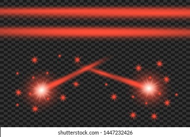 Abstract red laser beam. Transparent isolated on black background. Vector illustration.the lighting effect.floodlight directional