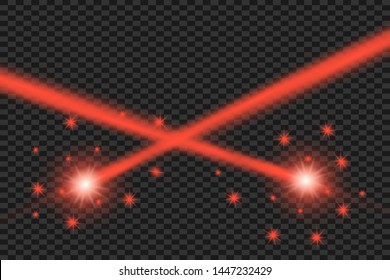 Abstract red laser beam. Transparent isolated on black background. Vector illustration.the lighting effect.floodlight directional