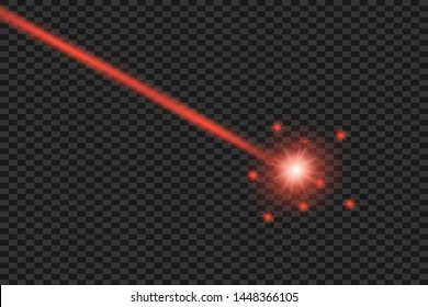 Abstract red laser beam. Transparent isolated on black background. Vector illustration.the lighting effect.floodlight directional