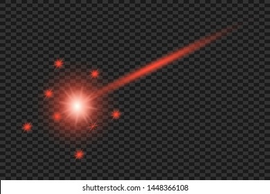 Abstract red laser beam. Transparent isolated on black background. Vector illustration.the lighting effect.floodlight directional