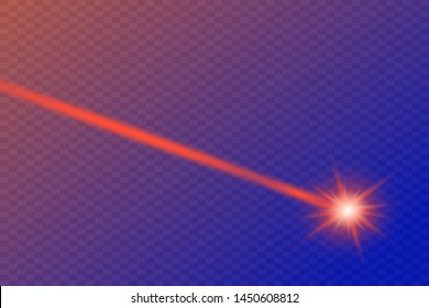 Abstract red laser beam. Transparent isolated on black background. Vector illustration.the lighting effect.floodlight directional