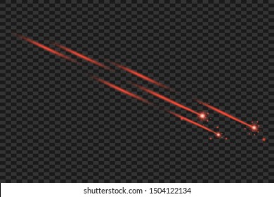 Abstract red laser beam. Transparent isolated on black background. Vector illustration.the lighting effect.floodlight directional