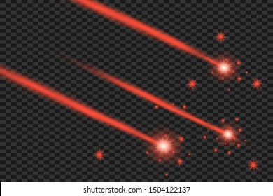 Abstract red laser beam. Transparent isolated on black background. Vector illustration.the lighting effect.floodlight directional