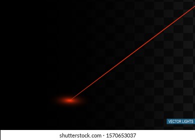 Abstract red laser beam. Transparent isolated on black background. Vector illustration.the lighting effect.floodlight directional 