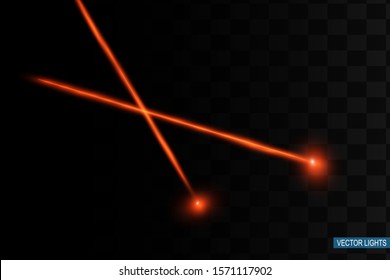 Abstract red laser beam. Transparent isolated on black background. Vector illustration.the lighting effect.floodlight directional 
