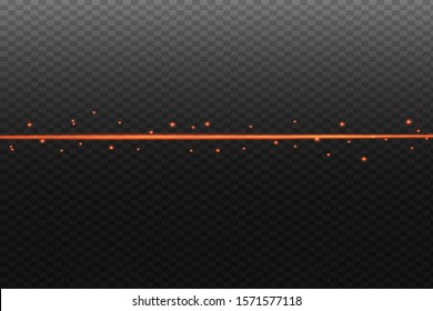 Abstract red laser beam. Transparent isolated on black background. Vector illustration.the lighting effect.floodlight directional 