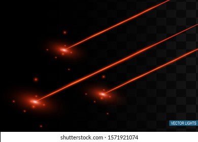 Abstract red laser beam. Transparent isolated on black background. Vector illustration.the lighting effect.floodlight directional 