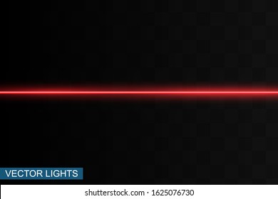 Abstract red laser beam. Transparent isolated on black background. Vector illustration.the lighting effect.floodlight directional