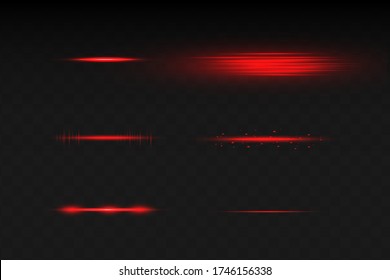 Abstract red laser beam. Transparent isolated on black background. Vector illustration.the lighting effect.floodlight directional