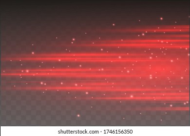 Abstract red laser beam. Transparent isolated on black background. Vector illustration.the lighting effect.floodlight directional