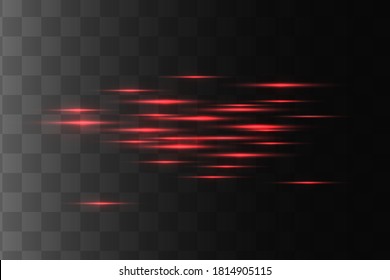 Abstract red laser beam. Transparent isolated on black background. Vector illustration.the lighting effect.floodlight directional