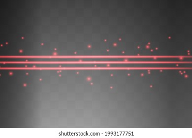 Abstract red laser beam. Transparent isolated on black background. Vector illustration.the lighting effect.floodlight directional