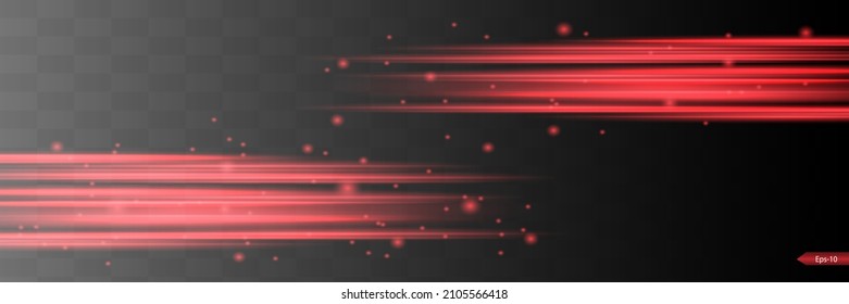 Abstract red laser beam. Transparent isolated on black background. Vector illustration.the lighting effect.floodlight directional