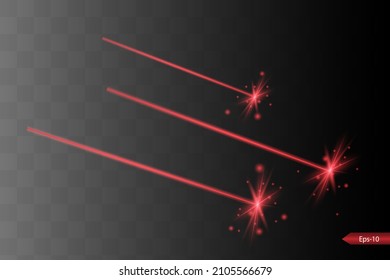 Abstract red laser beam. Transparent isolated on black background. Vector illustration.the lighting effect.floodlight directional