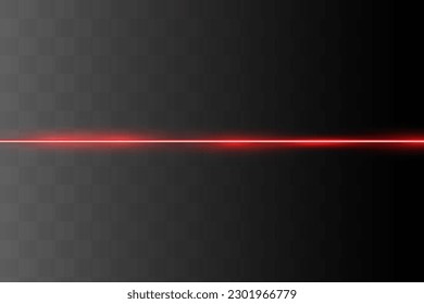 Abstract red laser beam. Transparent isolated on black background. Vector illustration.the lighting effect.floodlight directional