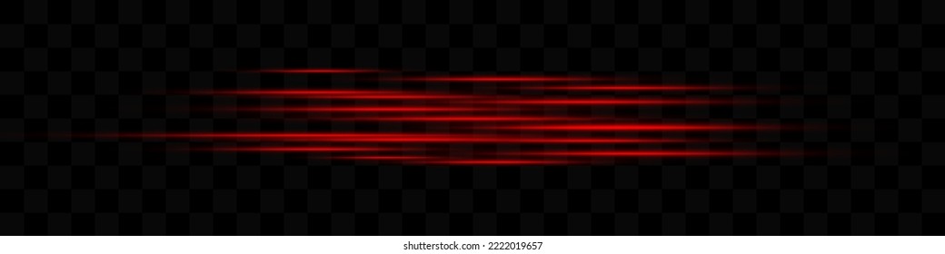 Abstract red laser beams. Isolated on transparent black background. Vector illustration, eps 10