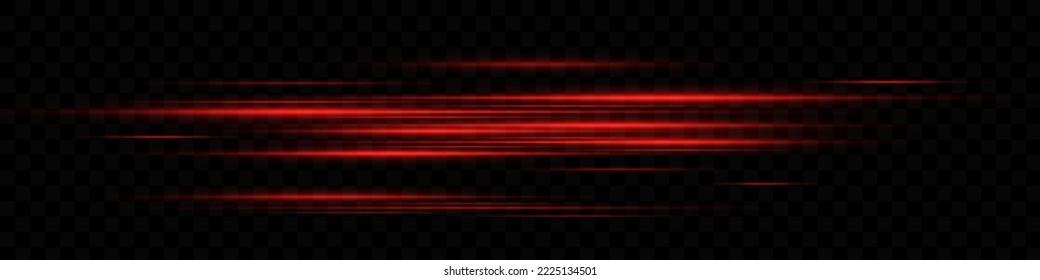 Abstract red laser beams. Isolated on transparent black background. Vector illustration, eps 10