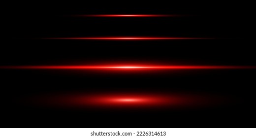 Abstract red laser beams. Isolated on black background. Vector illustration, eps 10