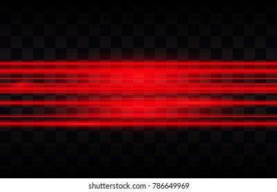 Abstract red laser beams. Isolated on transparent black background. Vector illustration, eps 10