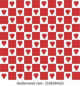 Abstract Red Lattice Pattern Background Vector With Red Heart Shape