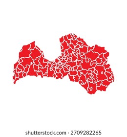 Mapa Abstractas Rojo Letonia con Ciudades