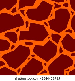 textura de lava vermelha abstrata. textura grunge de lava derretida. fundo de magma de desenho animado. chão com padrão de lava sem costura. chão vermelho rachado quente. 