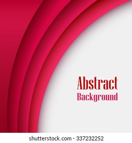 Abstract red layered curve vector background with copy space.