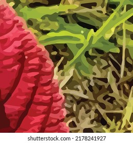Abstract of red leaf and grass vector.Can be used for display or wall painting, various prints of sheets, pillowcases and blankets.