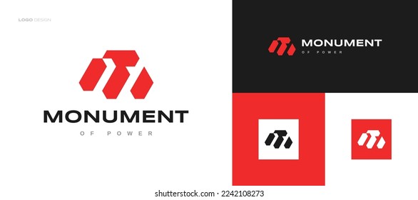 Abstract Red Letter M Logo Design for Business and Technology Brand Identity