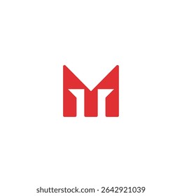 Abstract Red Letter M Logo Design