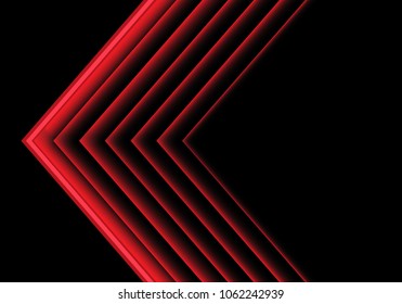 Abstract red light arrow direction on black design modern futuristic background vector illustration.