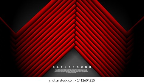 Abstract red light arrow direction on black design modern futuristic background 
