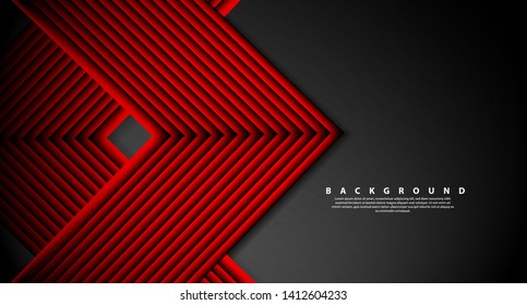 Abstract red light arrow direction on black design modern futuristic background 

