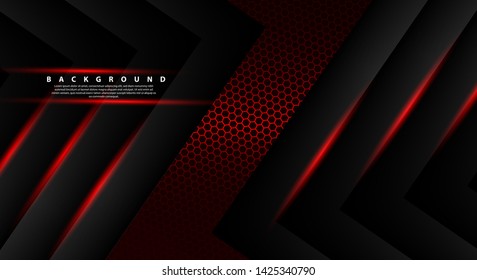 Abstract red light arrow direction on black design modern futuristic background 
